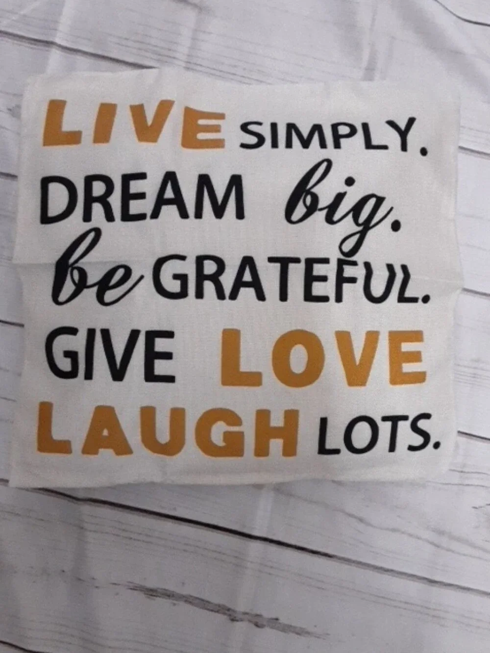 Inspirational Text Throw Pillowcase - Gold & Black on Cream
